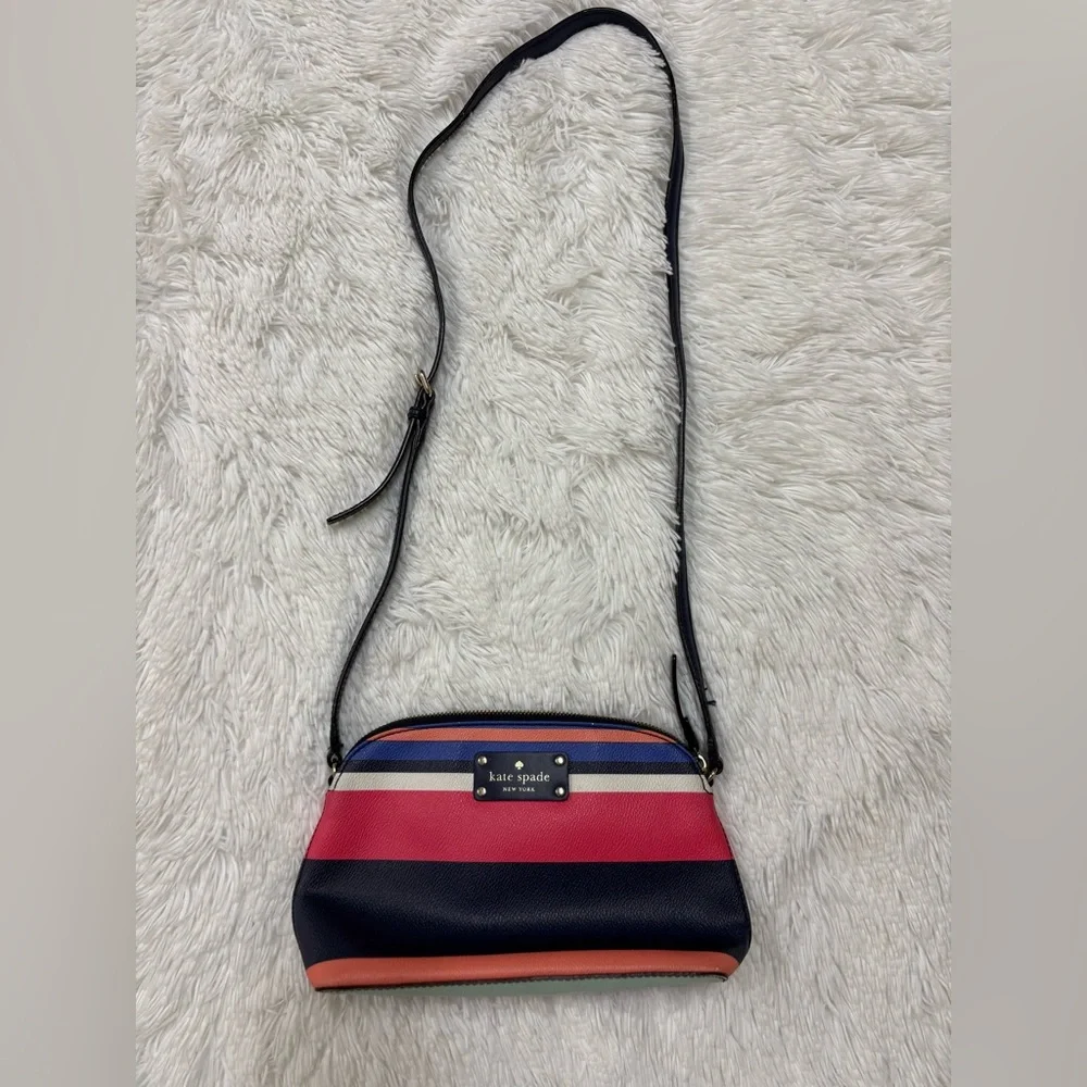 Kate Spade Navy and Pink Striped Crossbody Bag
